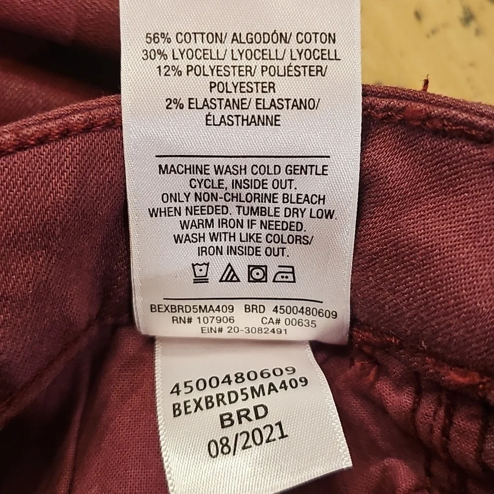 HUDSON JEANS‎ Natalie Midrise Super Skinny Maroon Jeans Size 28 - Picture 6 of 6